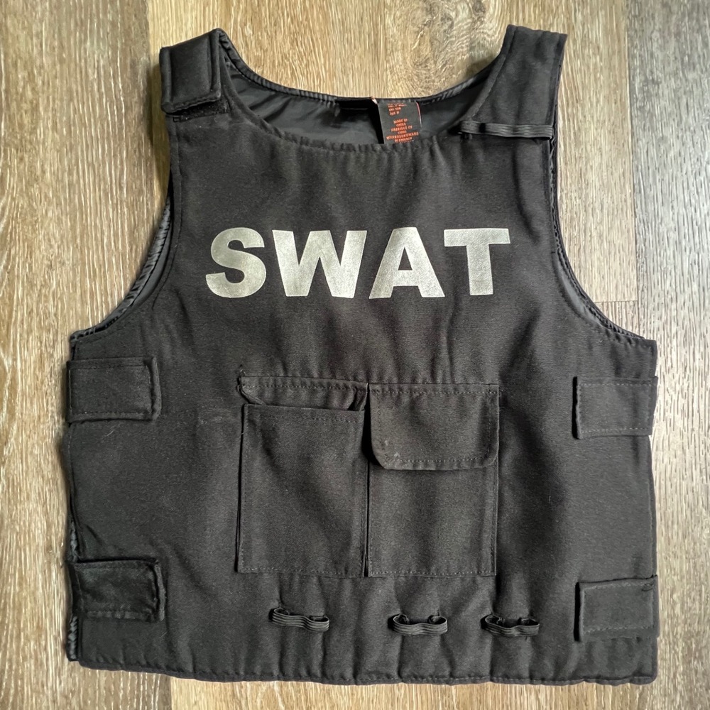 Authentic Kids SWAT Vest Kids Size S 7-8 Black Tactical Costume Play Gear